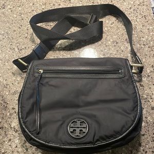 Tory Burch Black Nylon and Leather Shoulder Bag